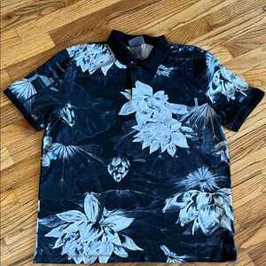 H&M Black Polo with White Floral Print